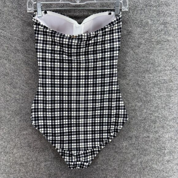 Anne Cole Swimsuit Women 8 Black Plaid Push Up Strapless Lined Nylon One Piece - Picture 2 of 4